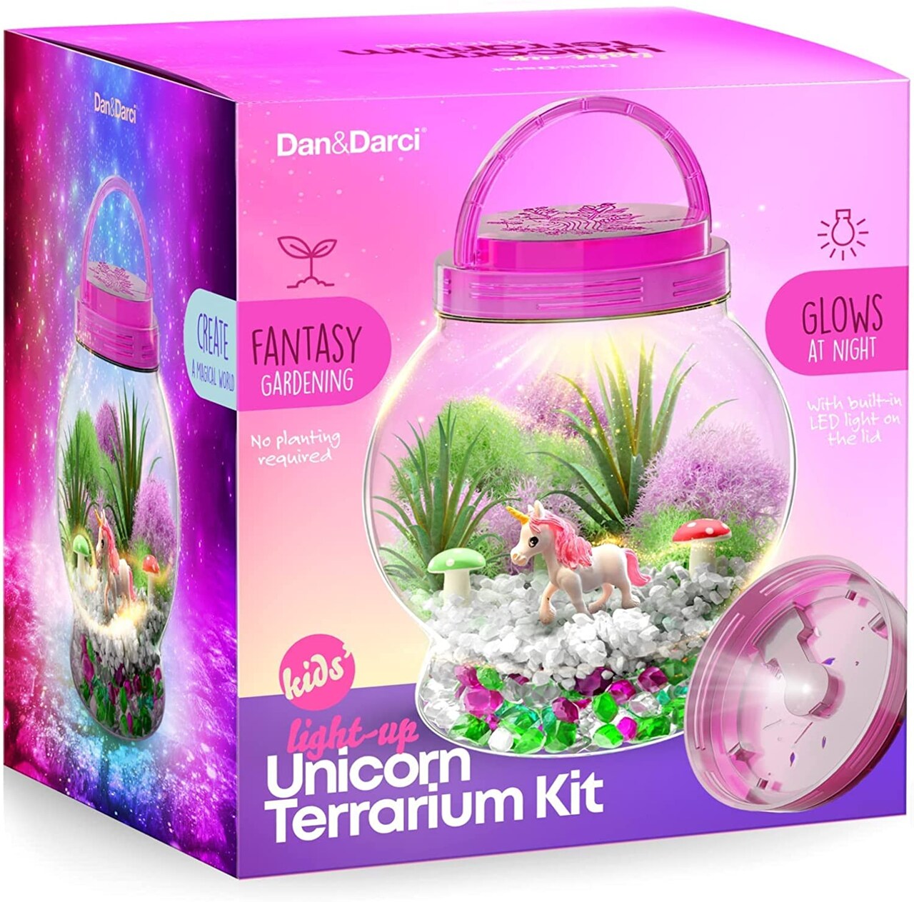 Light-Up Unicorn Terrarium Kit for Kids - Kids Birthday Gifts for Kids - Best Unicorn Toys & Activities Kits Presents - Arts & Crafts Stuff for Little Girls & Boys